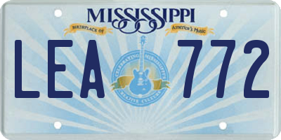 MS license plate LEA772