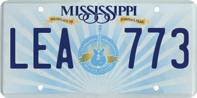 MS license plate LEA773