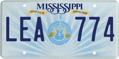 MS license plate LEA774