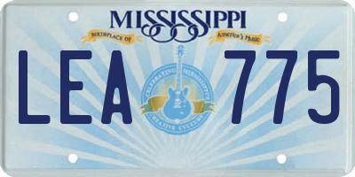 MS license plate LEA775