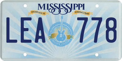 MS license plate LEA778