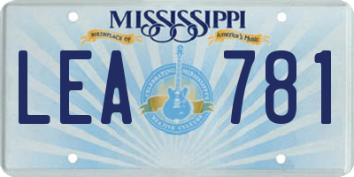 MS license plate LEA781
