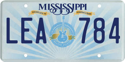 MS license plate LEA784
