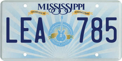 MS license plate LEA785