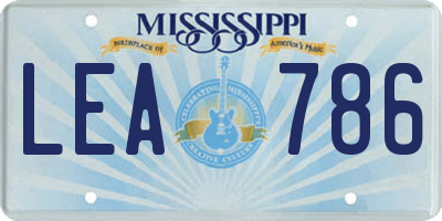 MS license plate LEA786
