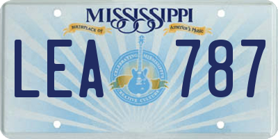 MS license plate LEA787
