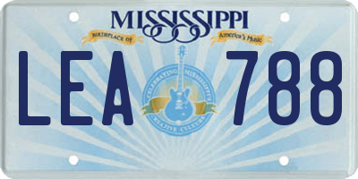 MS license plate LEA788