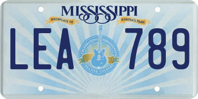 MS license plate LEA789