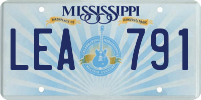 MS license plate LEA791