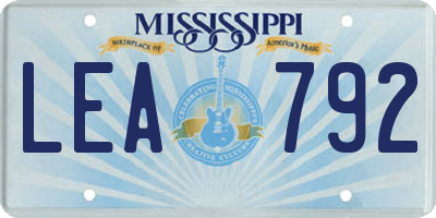 MS license plate LEA792