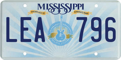 MS license plate LEA796