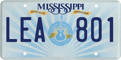 MS license plate LEA801