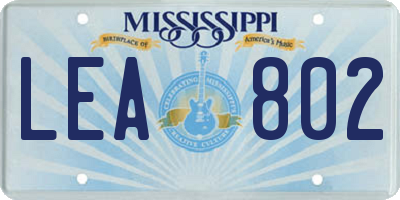 MS license plate LEA802