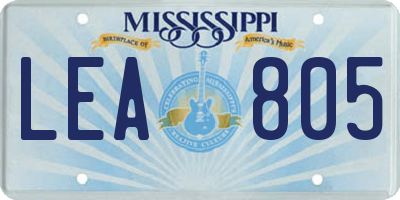 MS license plate LEA805