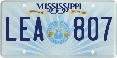 MS license plate LEA807