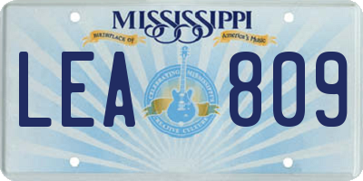 MS license plate LEA809
