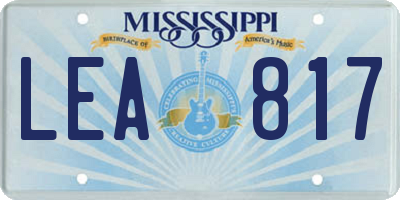 MS license plate LEA817