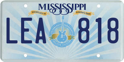 MS license plate LEA818