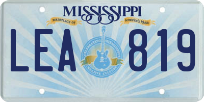MS license plate LEA819
