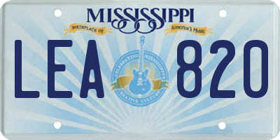 MS license plate LEA820