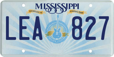 MS license plate LEA827