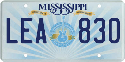 MS license plate LEA830