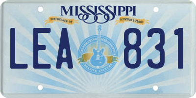 MS license plate LEA831