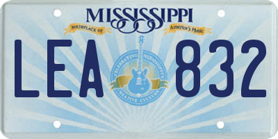 MS license plate LEA832