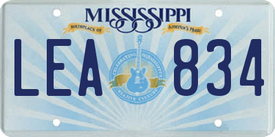 MS license plate LEA834