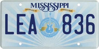 MS license plate LEA836