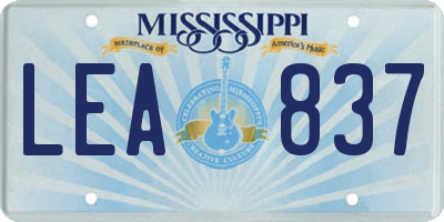 MS license plate LEA837