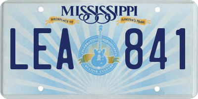 MS license plate LEA841
