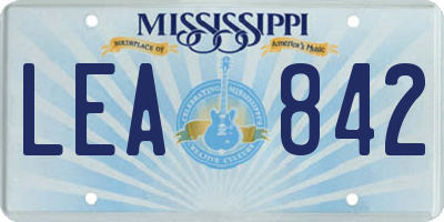 MS license plate LEA842