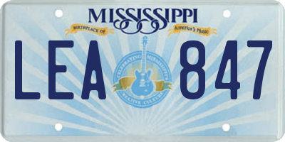 MS license plate LEA847