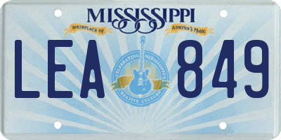 MS license plate LEA849
