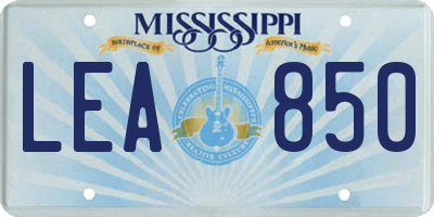MS license plate LEA850