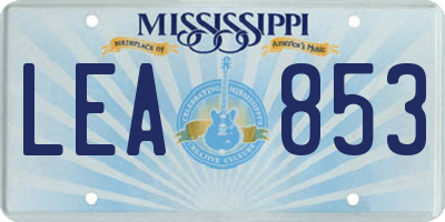 MS license plate LEA853