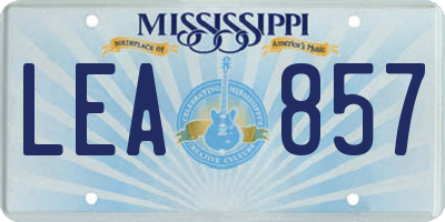 MS license plate LEA857