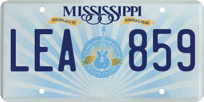 MS license plate LEA859