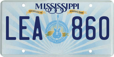 MS license plate LEA860