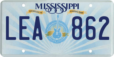 MS license plate LEA862
