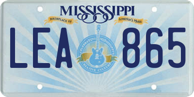 MS license plate LEA865