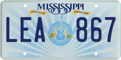 MS license plate LEA867