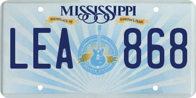 MS license plate LEA868