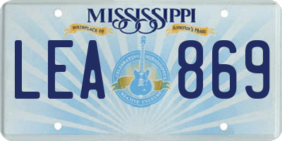 MS license plate LEA869