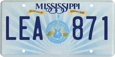 MS license plate LEA871