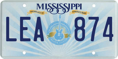 MS license plate LEA874