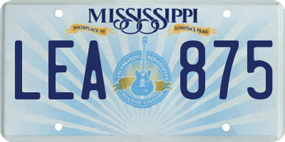 MS license plate LEA875