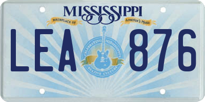 MS license plate LEA876