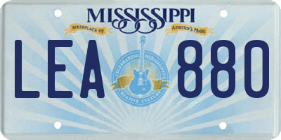 MS license plate LEA880